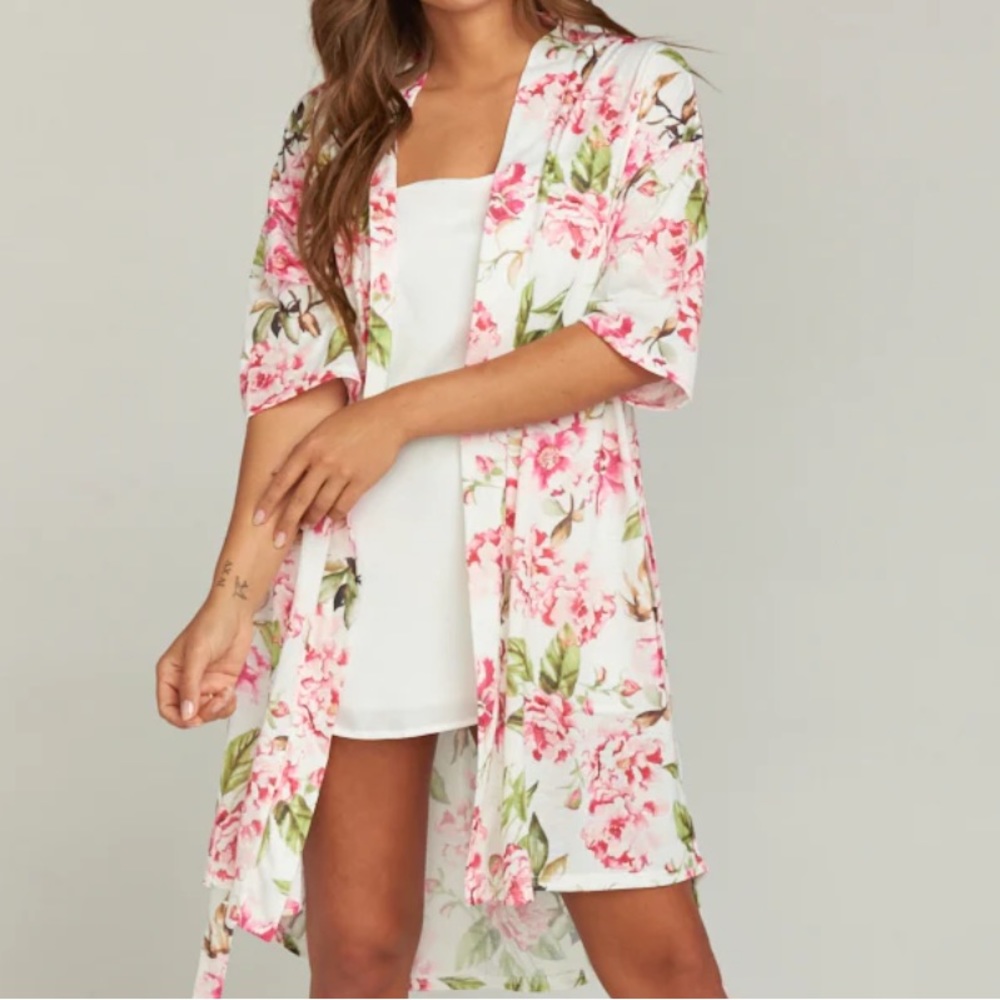 Show Me Your Mumu Brie Floral Robe Print Belted Short Sleeve One Size fits Most